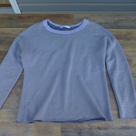 Stateside long sleeve sweatshirt S Rayon Made in USA Reversible stripe wide crew - Picture 6 of 12